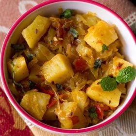 cabbage potato recipe, aloo patta gobhi recipe, potato cabbage recipe