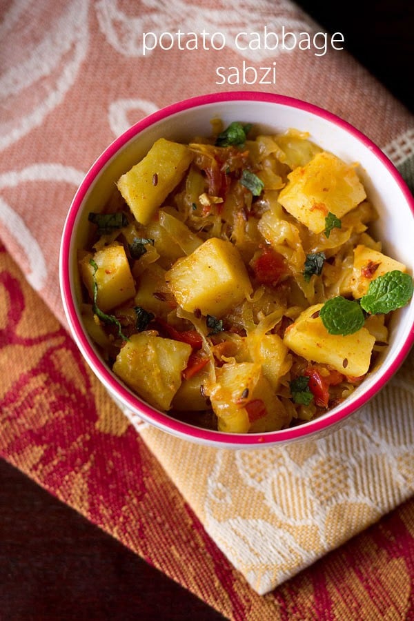 patta gobhi ki sabzi served in a bowl.