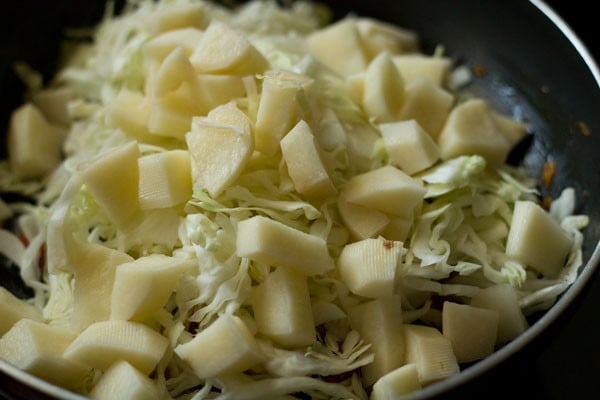 potatoes and cabbage added