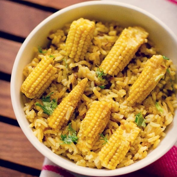 Baby Corn Super Pulao Recipe