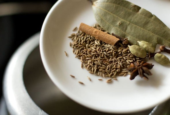 spices added to pressure cooker