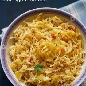 cabbage rice served in a round bowl.