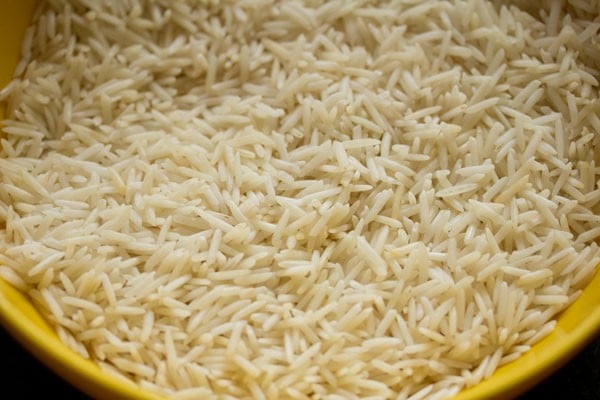 soaked rice in bowl