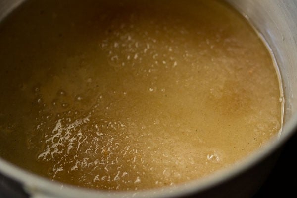 raw sugar and water in a sauce pan