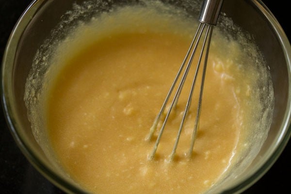 butter and syrup have been whisked until nearly uniform here.
