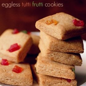 fruit biscuit served on a plate with text layover.