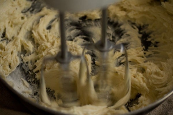 creaming the butter-sugar mixture till light and fluffy. 