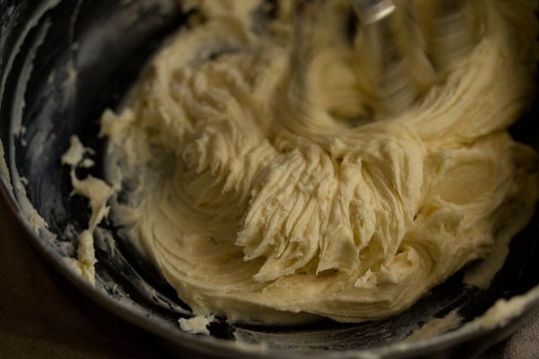 creaming the butter-sugar mixture till light and fluffy. 