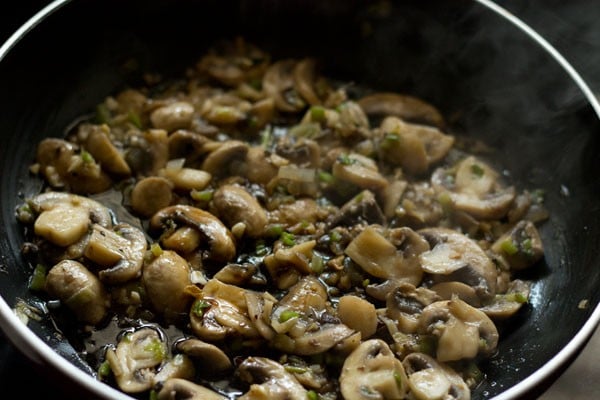 soy sauce added to the mushrooms. 