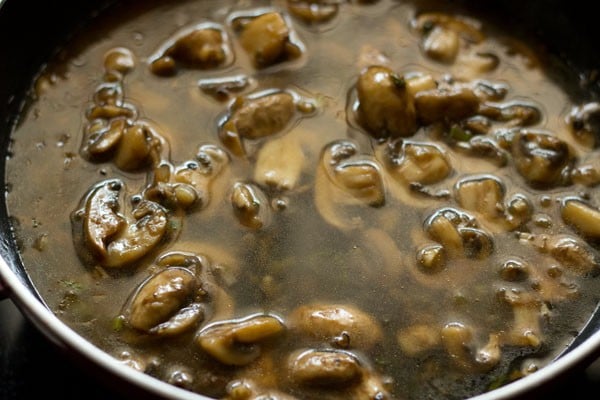 vegetable stock poured in the wok. 