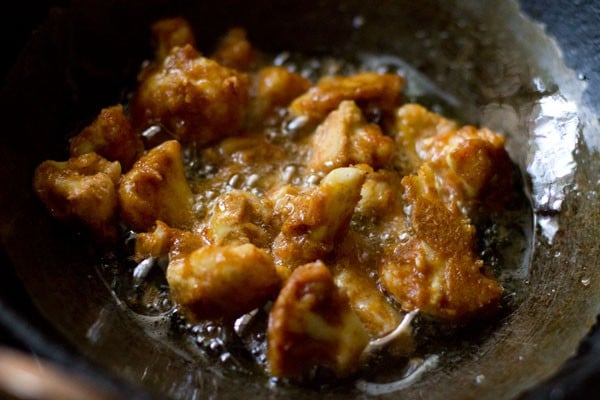 gobi frying in hot oil