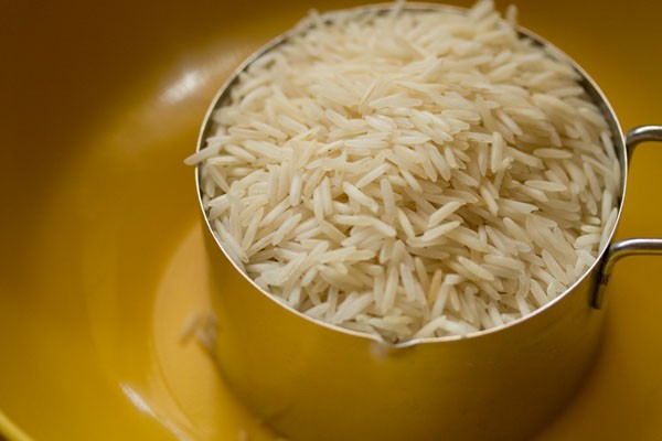 basmati rice in a bowl. 