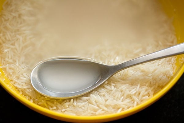 starchy opaque water of the basmati rice. 