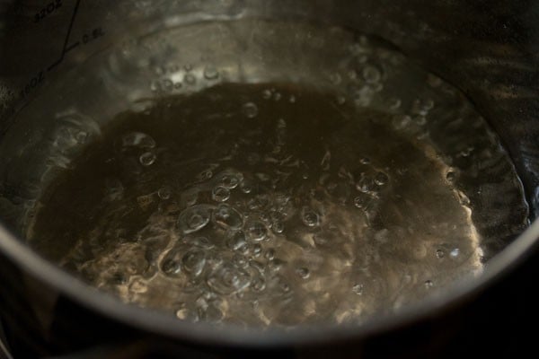 boiling water in the pan. 