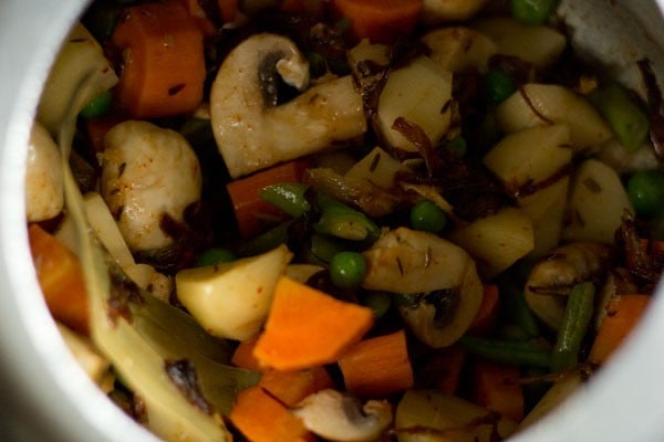 mix veggies for Mughlai biryani