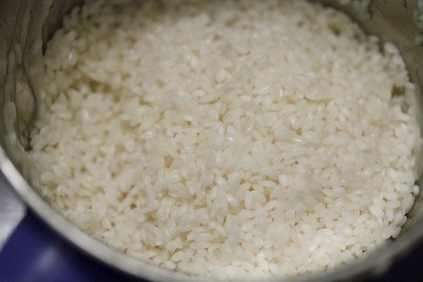 strained rice in the jar