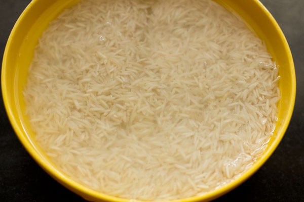 soaking rice in water. 