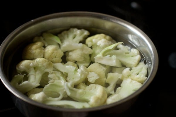 blanching cauliflower florets. 