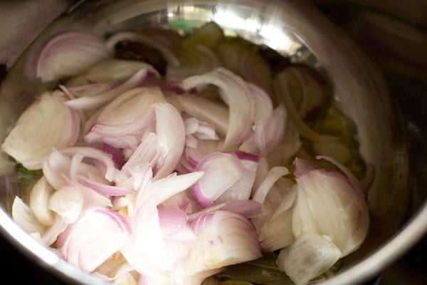 sliced onions added to the spices. 