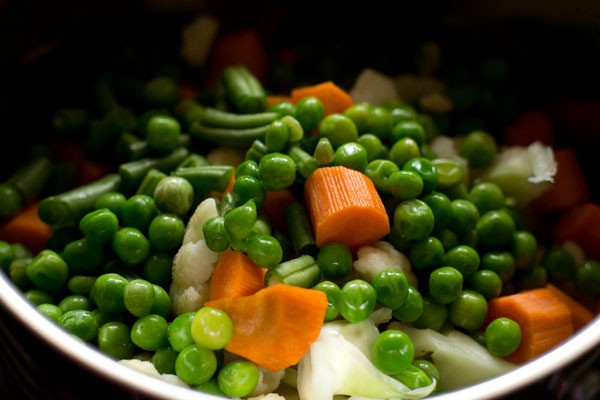 vegetables added to the pan. 