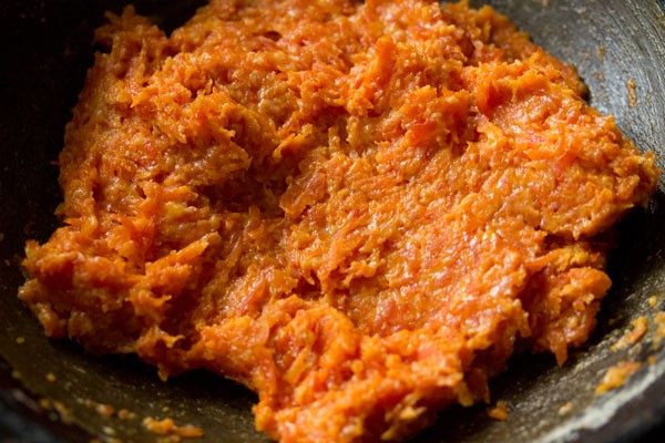 sautéing carrot-milk powder mixture. 