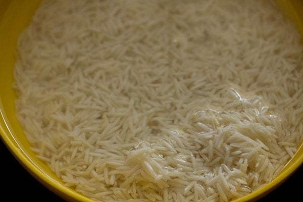 soaked rice in water