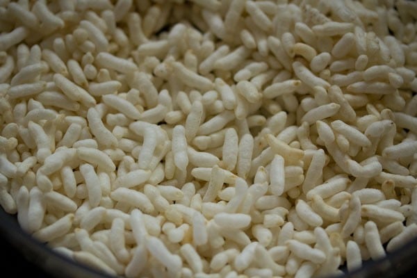 puffed rice from the bowl