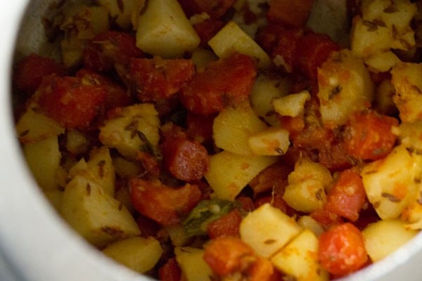 spice powders mixed well with the vegetables. 