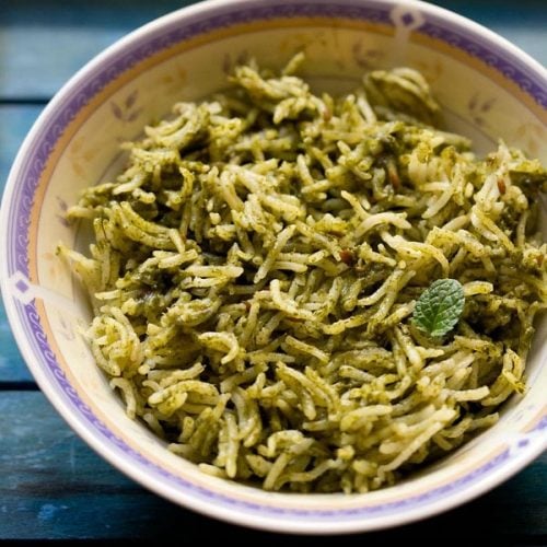 palak rice recipe, spinach rice recipe, palak pulao recipe