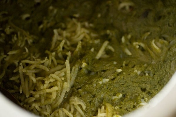 Cooked Palak rice 