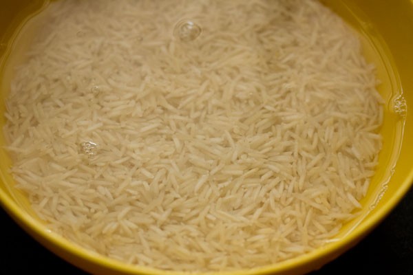 soaking basmati rice in water. 