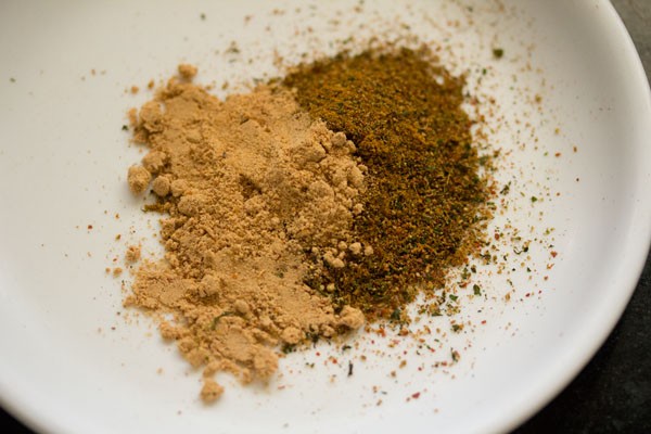 spice mix and chaat masala powder in a plate