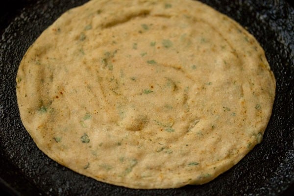 puffed up pudina paratha