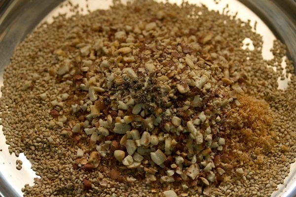 cardamom powder added to the crushed peanuts. 