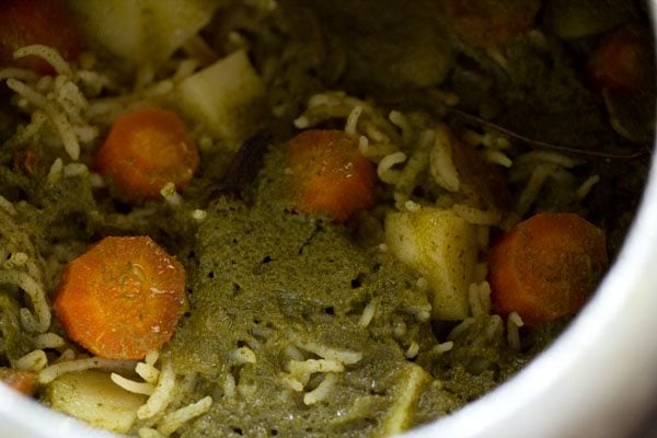 cooked green pulao
