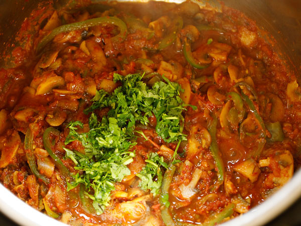 adding coriander leaves