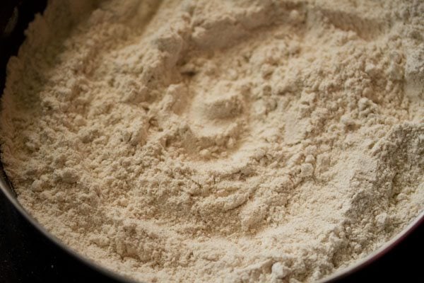 mixing flour with salt