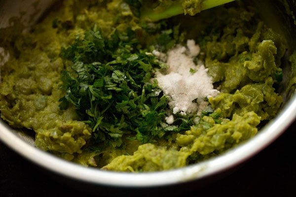 coriander leaves and salt added