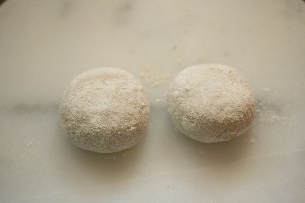 2 dusted dough balls