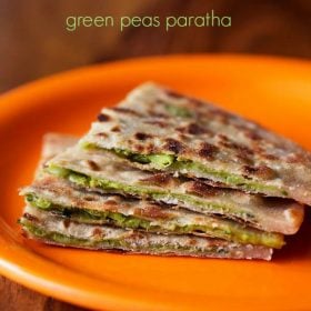 green peas paratha served on a plate