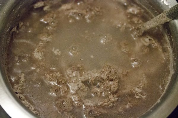 water added to the ragi flour-batter mixture. 