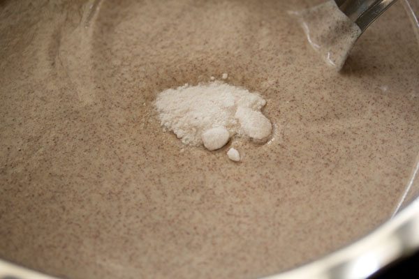 salt added to ragi flour batter. 