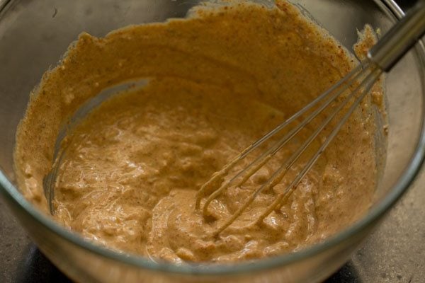 ingredients mixed well with the hung curd. 