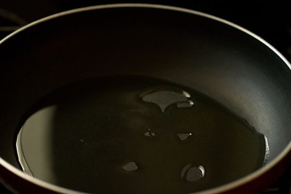 heating oil in a pan. 