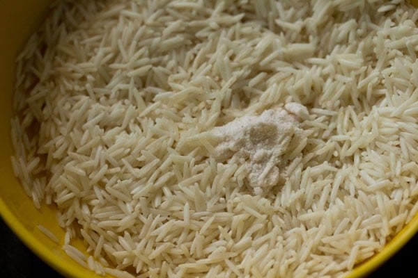 salt added to drained rice. 