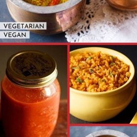 collage of tomato recipes with text layovers.