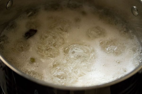 cooking basmati rice in water.