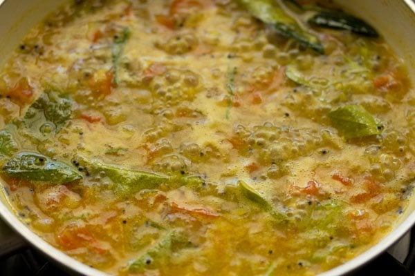 boiling the mixture in the pan. 