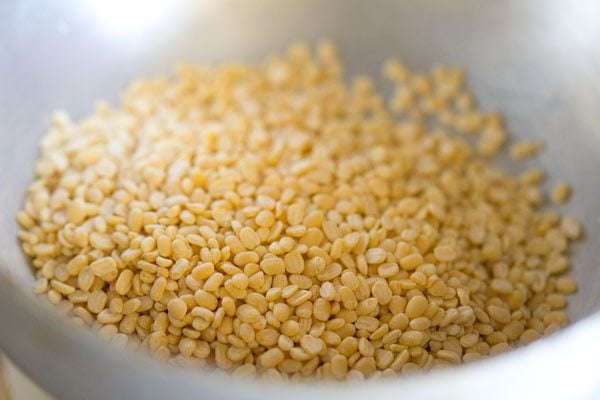 mung lentils in a pan