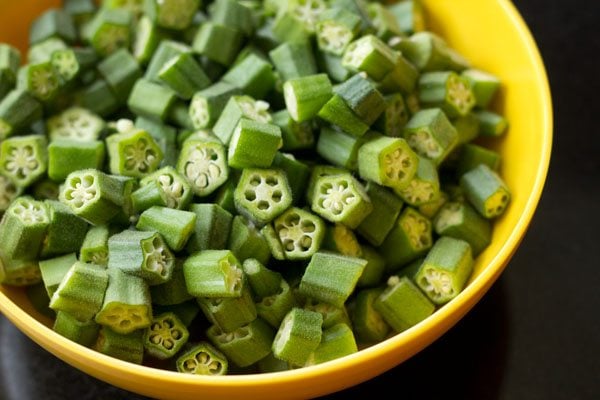 chopped okra in a bowl